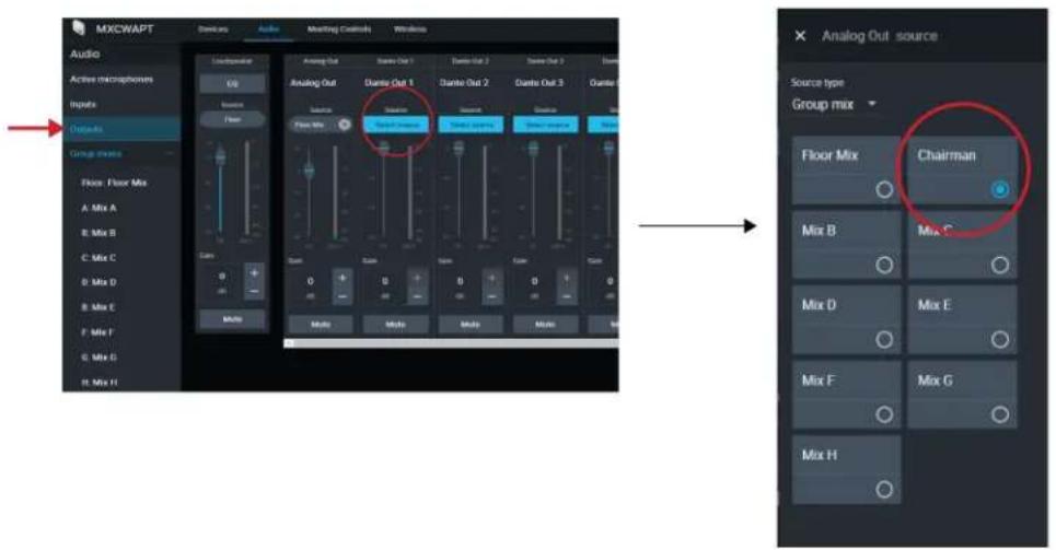 MXCWAPT Audio Active microphones Inputs Chassis Group mode Floor Floor Mix A: Mix A B: Mix B C: Mix C D: Mix D E: Mix E F: Mix F G: Mix G H: Mix H Audio Lunchtime GND Source Flue Analog Out Diante Out 1 Diante Out 2 Diante Out 3 Diante Source Flue Mix Diante Mix Diante Mix Diante Mix Diante Mix Floor Mix Floor Floor Mix Floor Mix Chairman Mix B Mix C Mix D Mix E Mix F Mix G Mix H