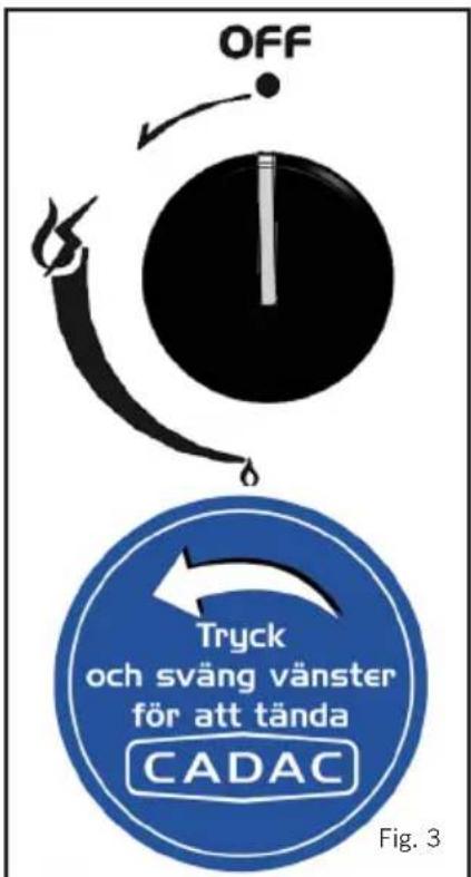 OFF Tryck och sväng vänster för att tända CADAC Fig. 3