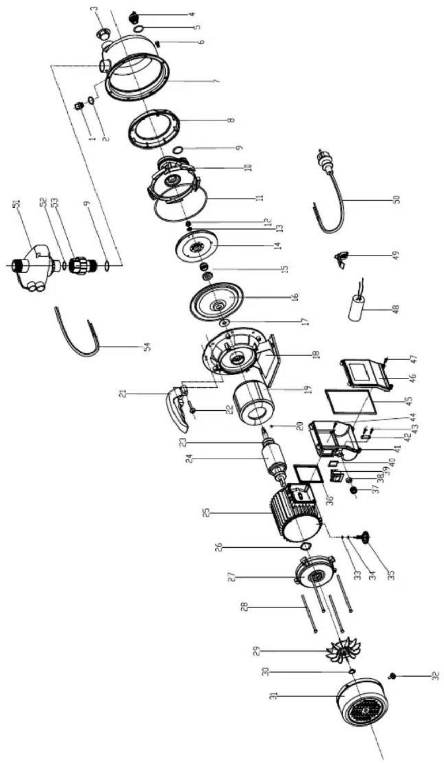 FLORABEST FGPS 1100 B2 - Explosionszeichnung • Exploded Drawing Vue éclatée • Explosietekening • Plano de explosión Vista esploso • Vista en corte - 1