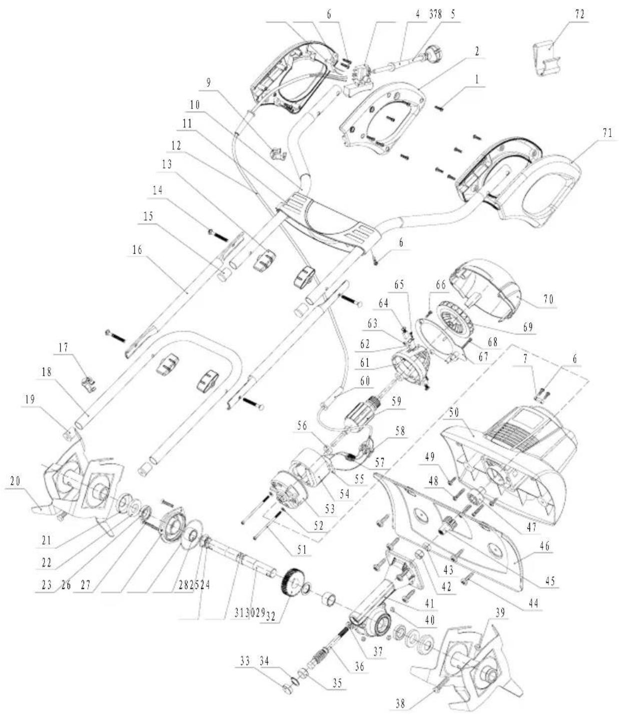 FLORABEST FGH 710 A1 - Exploded Diagram • Räjähdyspiirustus Explosionsritningar • Eksplosionstegning Explosionszeichnung - 1