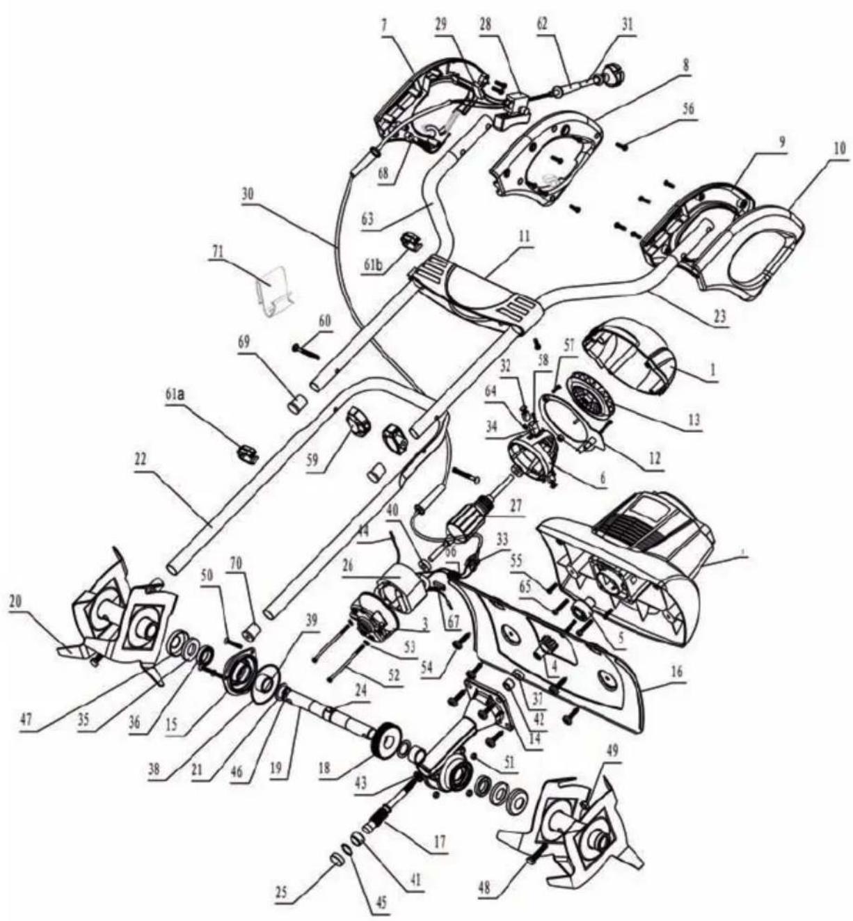 FLORABEST FGH 700/10 - Planos en explosión • Disegno esploso Exploded Diagram • Explosionszeichnung Designação de explosão - 1