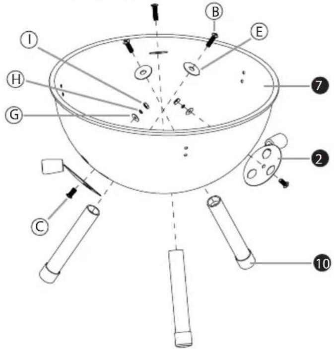 Labeled diagram of a cooking pot with 10 numbered parts, likely illustrating a cooking or processing setup.