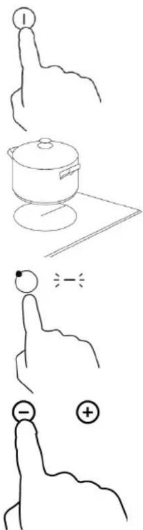 Diagram illustrating finger positioning and movement of a cooking pot, showing finger positions and directional indicators.