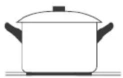 Diagram showing two cooking pots with opposing directional arrows, indicating heating or cooling conditions.