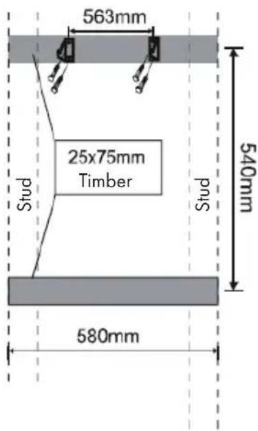563mm 25x75mm Timber Sud Sud 540mm 580mm