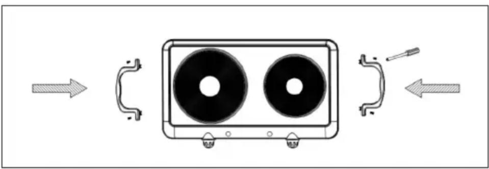 Diagram showing a device with two circular components and directional arrows indicating flow or movement.