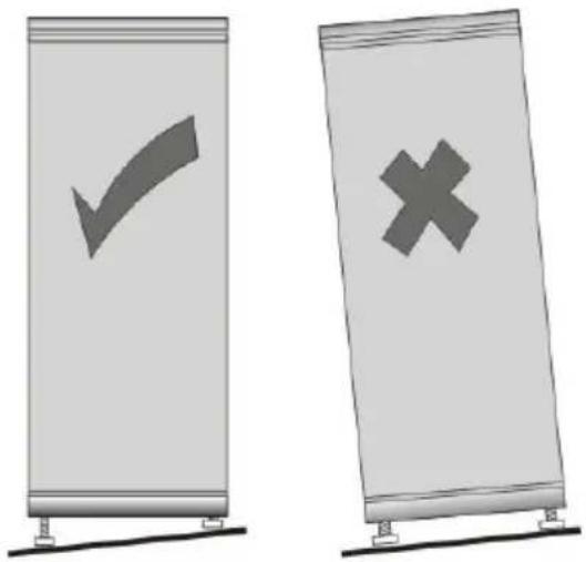 Two vertical signs with checkmark and cross symbols, likely indicating approval or rejection status