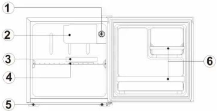 Technical diagram of a device with numbered components, likely a front view or assembly view.