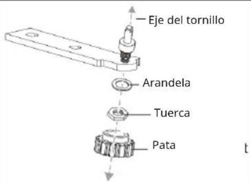 Eje del tornillo Arandela Tuerca Pata