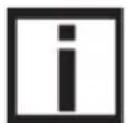 Warning symbols including exclamation mark, exclamation mark, and information icon
