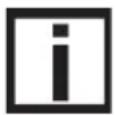 Warning symbols including exclamation mark, exclamation mark, and information icon