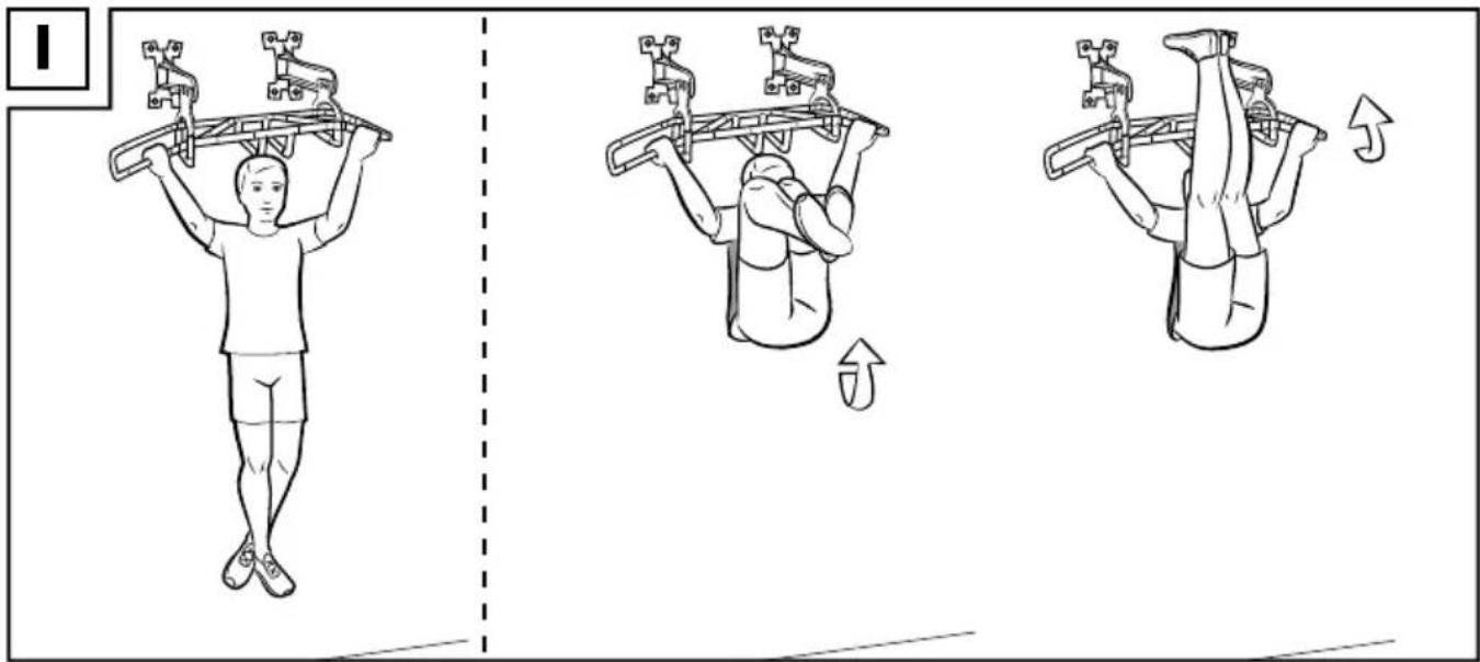 Illustration showing three sequential exercise steps for lifting a person's arm, with directional arrows indicating movement.