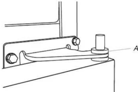 Technical line drawing of a mechanical assembly with labeled component A (no text or symbols beyond label)
