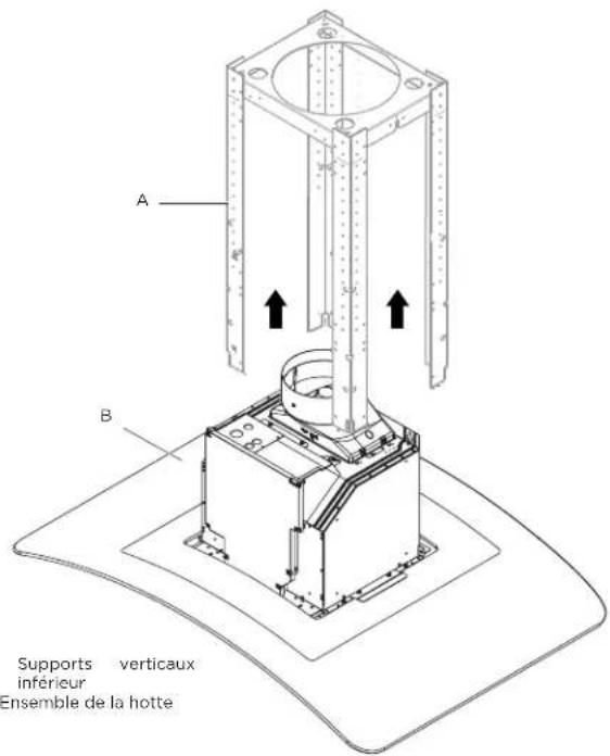 A B Supports verticaux inferieur Ensemble de la hotte