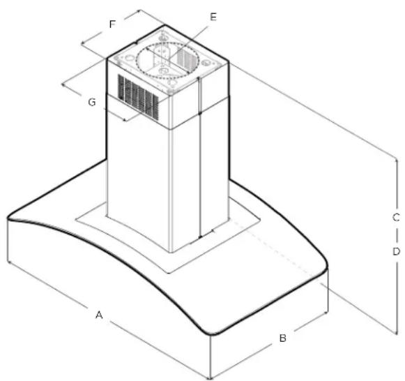 ELICA ECN636S3 - DIMENSIONS ET DÉGAGEMENT - 1