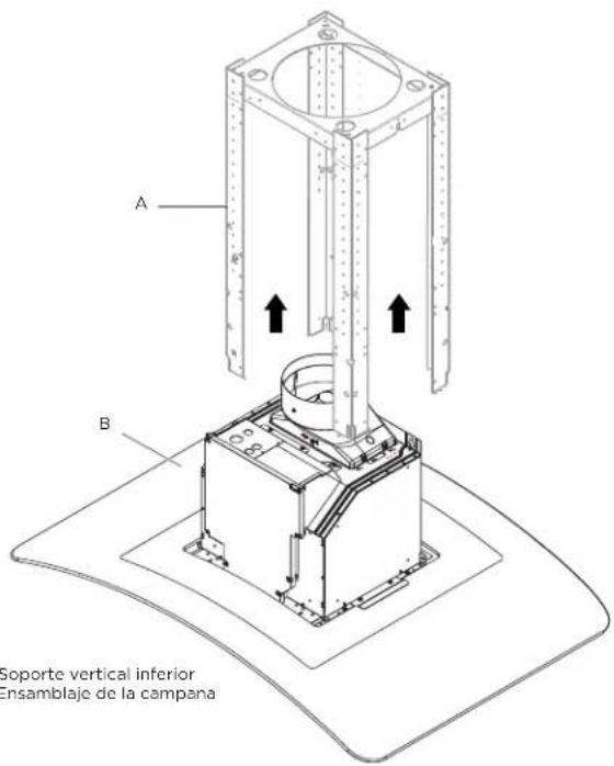 A B Soporte vertical inferior ensamblaje de la campana
