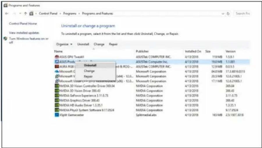 Programas y características Panel de control > Programas > Programas y características Buscar Pro Inicio del Panel de control Desinstalar o cambiar un programa Ver actualizaciones instaladas: Para desinstalar un programa, selecciónelo de la lista y luego haga clic en Desinstalar, Cambiar o Reparar.…