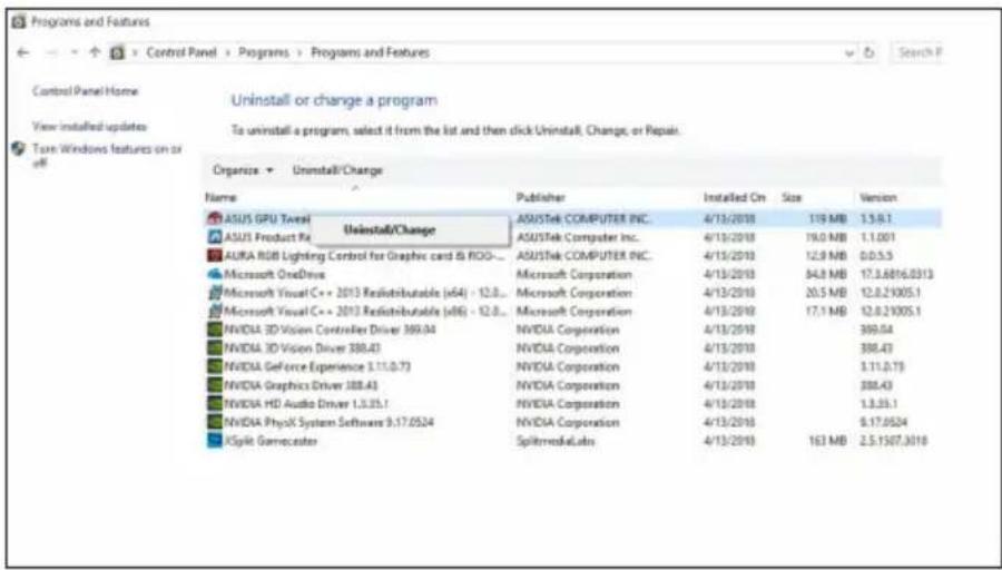 Programas y características Inicio del Panel de control Desinstalar o cambiar un programa Ver actualizaciones instaladas Activar o desactivar las características de Windows Para desinstalar un programa, selecciónelo de la lista y luego haga clic en Desinstalar, Cambiar o Reparar. Organizar ▶ Desinst…