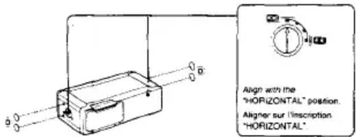 Align with the "HORIZONTAL" position. Aligner sur l'inscription. "HORIZONTAL"