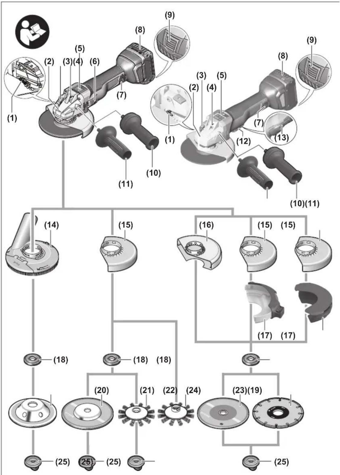 Exploded view diagram of a mechanical assembly with numbered parts and exploded views