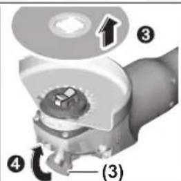 Technical diagram of a mechanical assembly with numbered components and directional arrow