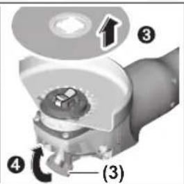 Technical diagram of a mechanical assembly with numbered components and directional arrows indicating motion or flow.