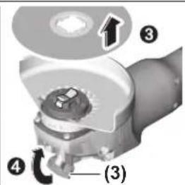 Technical diagram of a mechanical device with numbered parts and labeled section (3)