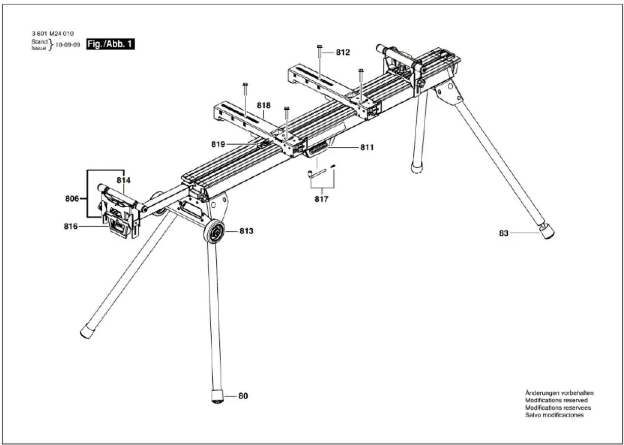 3 601 M24 010 Stand Issue 10-09-09 Fig./Abb. 1 812 818 819 811 817 806 814 816 813 80 83 Änderungen vorbehalten Modifications reserved Modifications reserves Salvo modificaciones