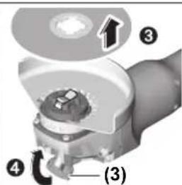 Technical diagram of a mechanical component with numbered parts and directional arrow indicating rotation or adjustment.