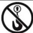 Two safety warning symbols: no hook and no crosshutch, both with Chinese characters and pictograms.