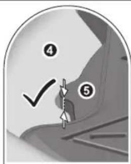 Diagram showing a checkmark and numbered regions (④, ⑤) with arrows pointing to a specific area, possibly indicating inspection or measurement.