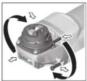 BOSCH GWX 9-125 S Professional - A hajtómüfej elfordítása - 1