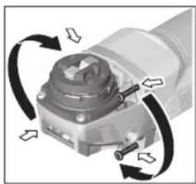 BOSCH GWX 9-125 S Professional - Завъртане на главата на редуктора - 1