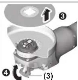 Technical diagram of a mechanical assembly with numbered components and directional arrows indicating motion or flow.