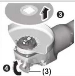 Technical diagram of a mechanical component with numbered parts and directional arrow indicating rotation or assembly.