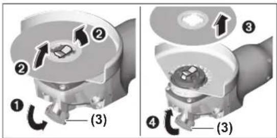 Technical diagram showing mechanical assembly with numbered components and directional arrows indicating motion or flow.