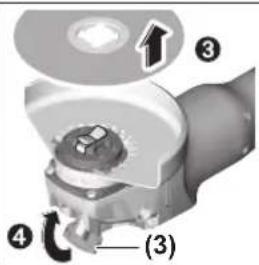 Technical diagram of a mechanical assembly with numbered components and directional arrows indicating motion or flow.