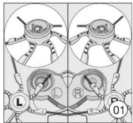 Technical diagram showing mechanical components with labeled parts L, R, and P, likely from an engineering or manufacturing context.