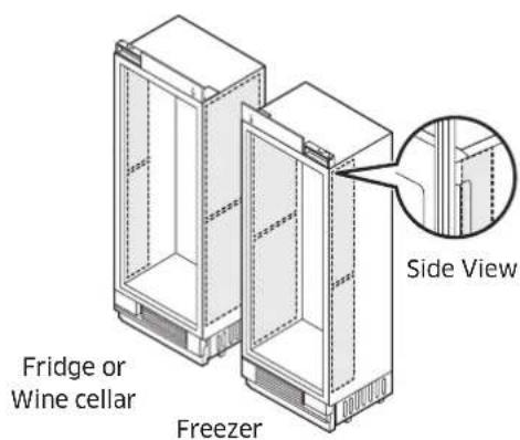 Fridge or Wine cellar Freezer Side View