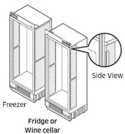 Freezer Fridge or Wine cellar Side View