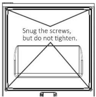 Snug the screws, but do not tighten.