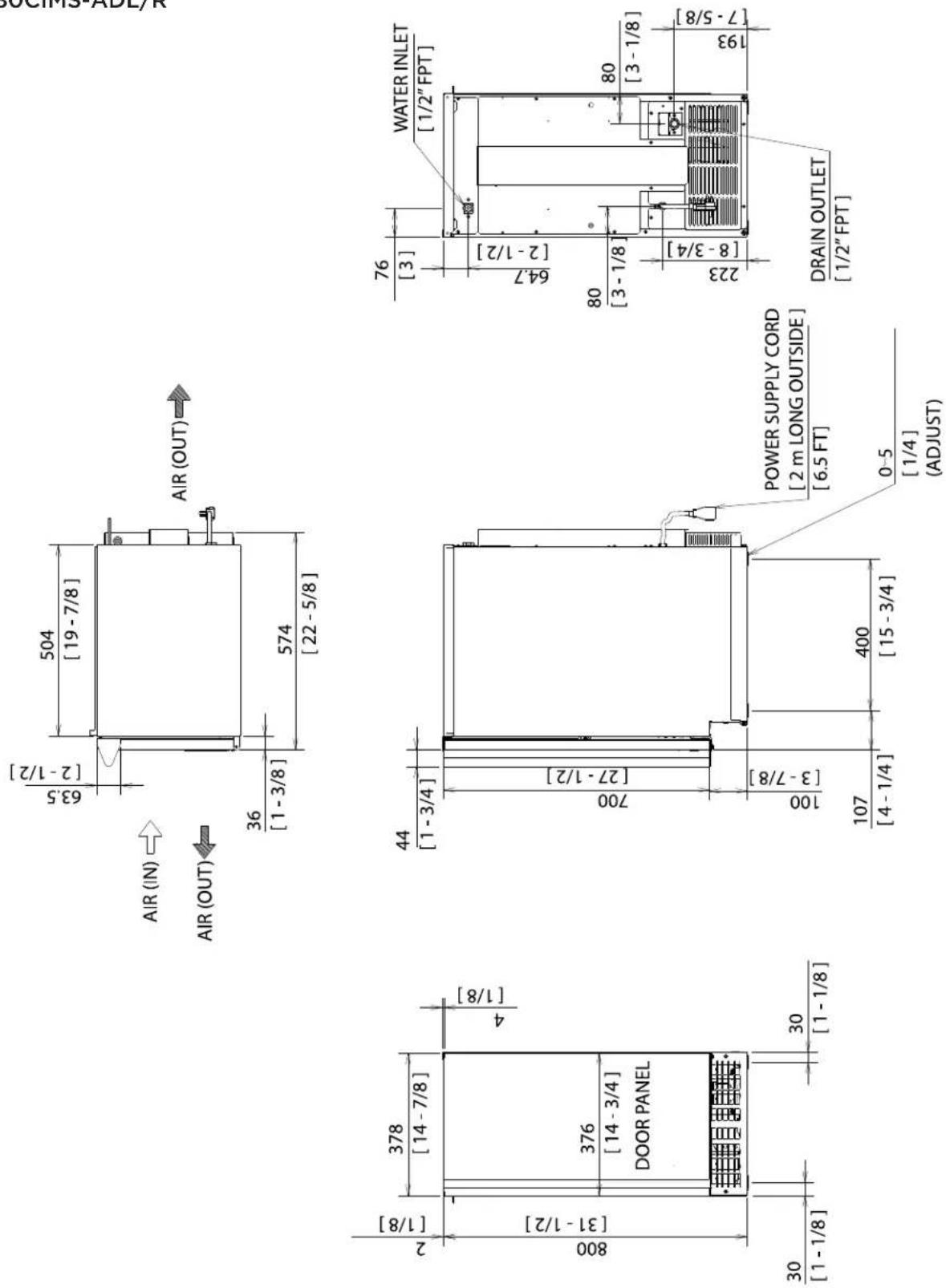 Perlick H80CIMW - NICHE / PRODUCT DIMENSIONS/CONNECTIONS - 1