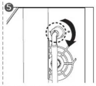 Technical diagram showing a mechanical assembly with labeled components and directional arrows indicating motion or movement.