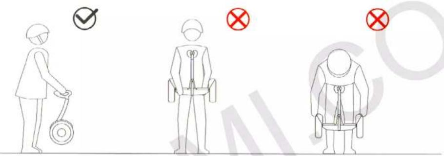 Diagram illustrating three safety scenarios with checkmarks and red X marks indicating incorrect or invalid conditions.