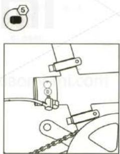 Technical diagram showing mechanical assembly with labeled components and a numbered inset circle