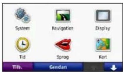 System Navigation Display Tid Sprog Kent Tilb. Gendan