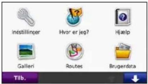 Instillinger Hvor er jeg? Hjælp Galleri Routes Brugerdata Tilb.