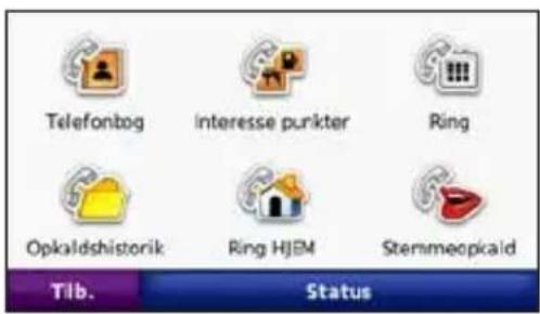 Telefonbog Interesse punkter Ring Opkaldshistorik Ring HJEM Stemmeopicald Tilb. Status