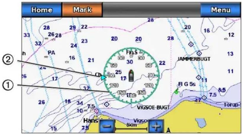 GARMIN GPSMAP 720s - Visning og konfiguration af roser - 1