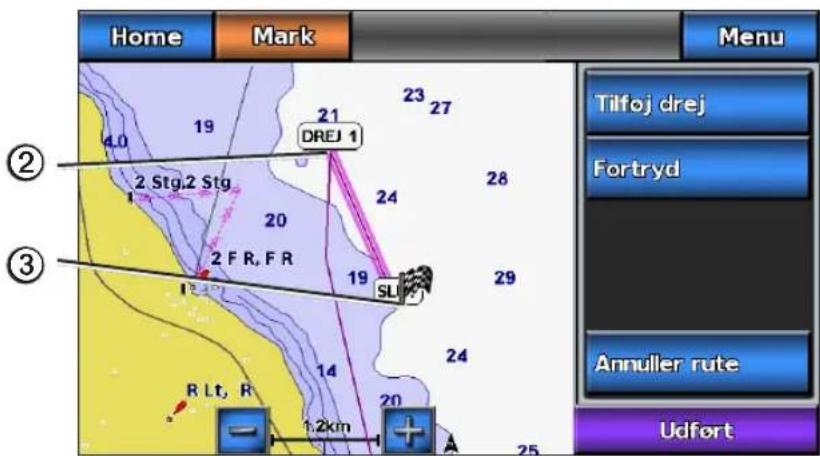 GARMIN GPSMAP 720s - Oprettelse og navigering af en rute fra din nuværende position - 2